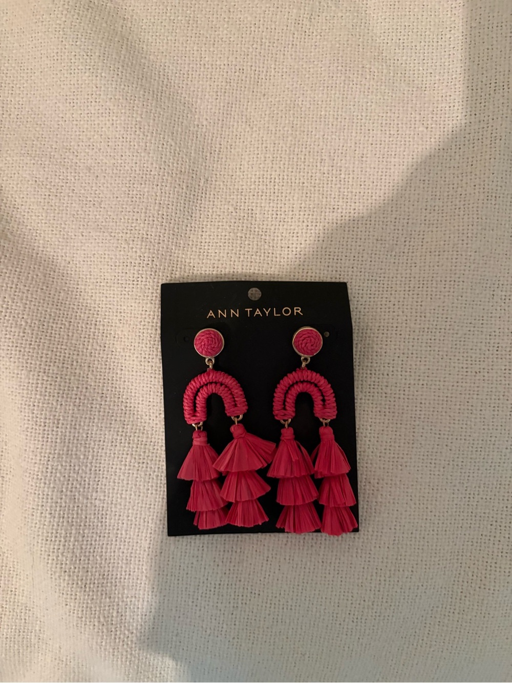 Ann Taylor Bright Pink Tiered Tassel Statement Earrings